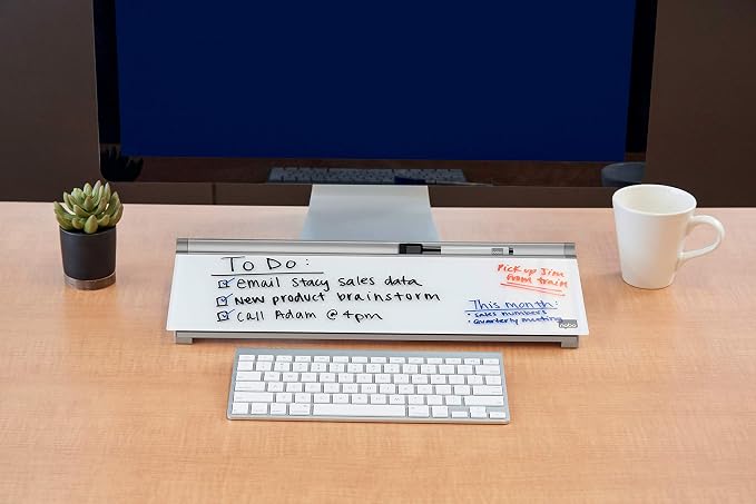 Nobo Glass Dry Wipe Desktop Whiteboard Pad, 45.8 x 6 x 14 cm, Brilliant White, 1905174