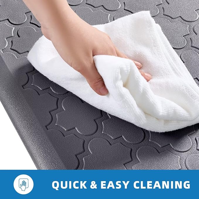 Kitchen Mats for Floor - Anti Fatigue Mats for Kitchen Floor - Non Slip Cushioned Rugs for Standing, Office, Sink, Laundry, Grey