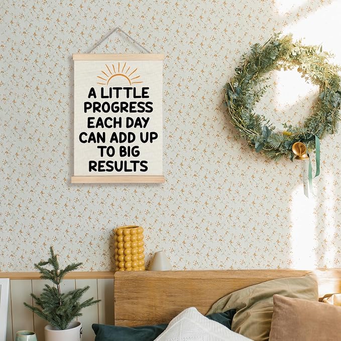 Supwhd Sunset Positive Affirmations Wall Decor, Inspirational Add Up to Big Results Office Wall Art, Motivational Quotes Wall Art for Office Classroom Home, 12x16