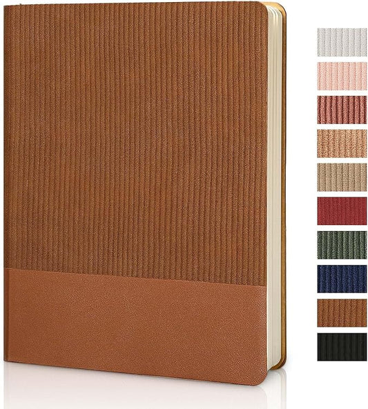 Lined Journal Notebook for Work College Ruled Note Book 7.2"x9.6" B5 PU Leather Daily Journaling 160 Pages for Women Men Writing Home School Supplies Business (Brown)