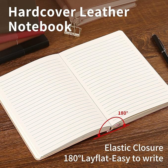 Lined Journal Notebook for Work College Ruled Note Book 7.2"x9.6" B5 PU Leather Daily Journaling 160 Pages for Women Men Writing Home School Supplies Business (Red)