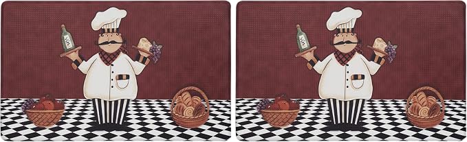 Anti-Fatigue Floor Comfort Mat - 18 x 30 Inch (Cucina) - Waterproof Non-Slip Rug - Easy to Clean Cushioned Mat for Kitchen, Bathroom, Standing Desk & Office - Achim Home Decor (Pack of 2)