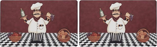 Anti-Fatigue Floor Comfort Mat - 18 x 30 Inch (Cucina) - Waterproof Non-Slip Rug - Easy to Clean Cushioned Mat for Kitchen, Bathroom, Standing Desk & Office - Achim Home Decor (Pack of 2)