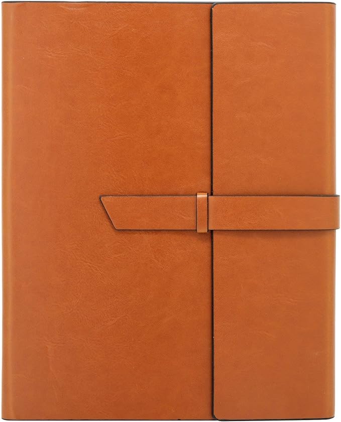GALLAWAY LEATHER Padfolio Folder – Slim Portfolio Organizer Holder for Letter Legal A4 Note Pads Notebooks for Men and Women Refillable Business Leather Folio Binder, Brown