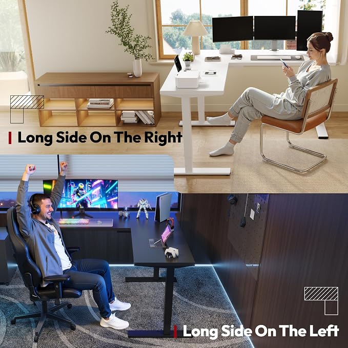 SANODESK Electric Height Adjustable 3-Leg L Shaped Standing Desk Frame, Support up to 220lbs, Sit Stand Ergonomic L Desk Frame Only, Black