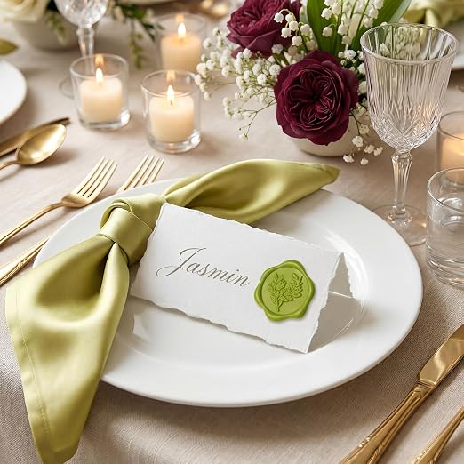 UNIQOOO Wax Seal Stickers - Eucalyptus Wedding Invitation Envelope Seal Sticker, 50 Pcs Self- Adhesive Chartreuse Green Stickers, Perfect for Invitation, Christmas, Gift Wrapping, Party