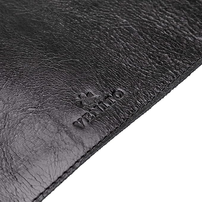Venito Premium Leather Desk Mat (31.5 X 14.6 inch) - Medium Mouse Mat for Home Office Accessories (Rustic Black)