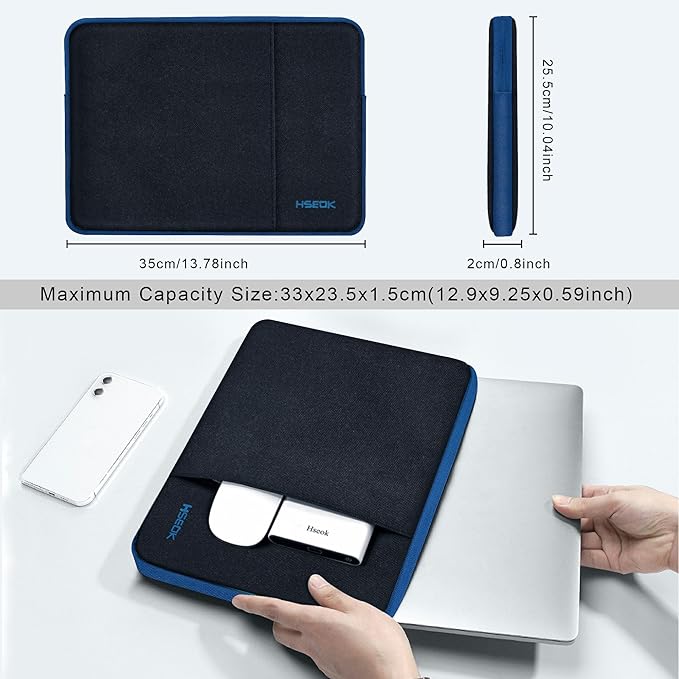 Hseok Laptop Case 13.3 Inch Sleeve Recycled Water Resistant Cover for MacBook Pro 14" M4 M3 M2 M1 and All Model 13.3" Mac Air/Pro, XPS 13 14 and Most Popular 13"-14" Notebooks,B02K03