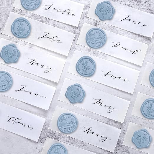 UNIQOOO Wax Seal Stickers - (3 Designs in 1 Pack) Wedding Invitation Envelope Seal Stickers, 60 Pcs Self-Adhesive Stickers, Perfect for Invitation, Christmas, Gift Wrapping (Dusty Blue)