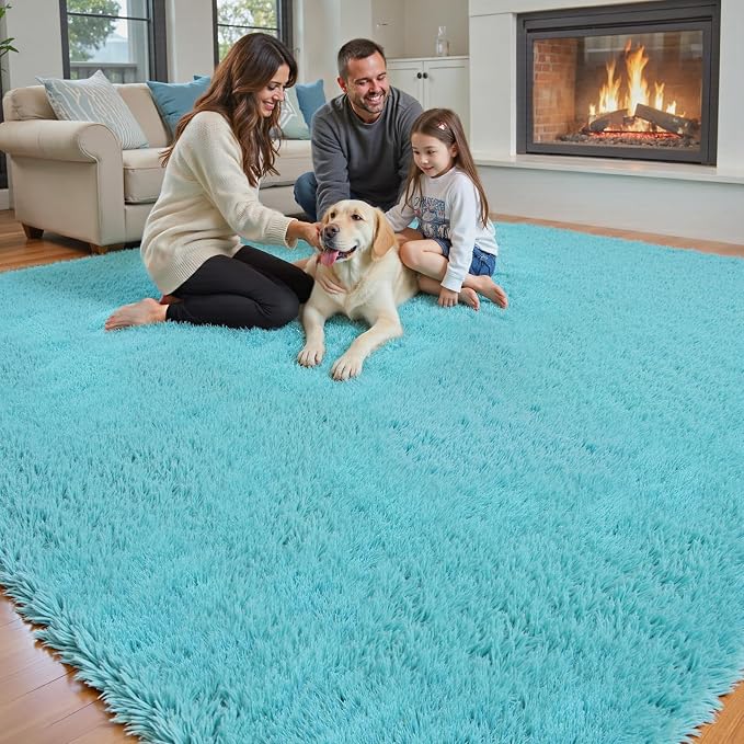 Rugs for Living Room 6x9, Alfombras para Salas Shag Large Plush Soft Area Rug, Shaggy Carpets for Bedroom,Home Decor Aesthetic(Teal Blue, 6 x 9)