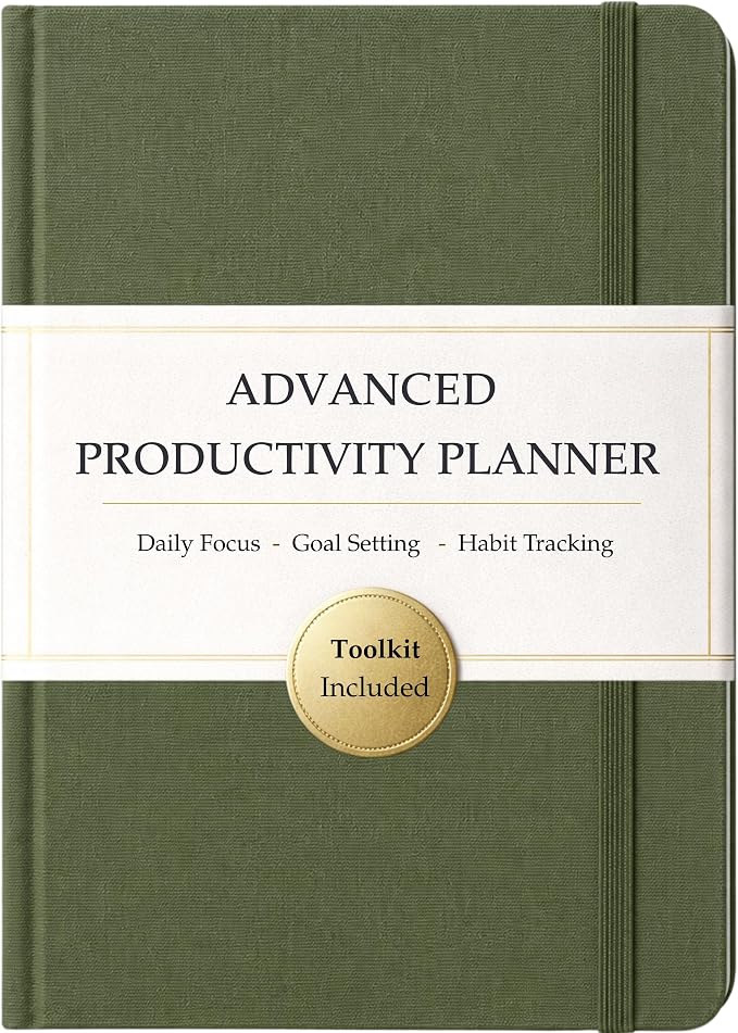The Advanced Productivity Planner – Undated Daily, Weekly & Monthly Planning System with Time Blocking, Goal Setting & Habit Tracking. Toolkit to Maximize Focus and Take Control of Your Time | A5 (Green)