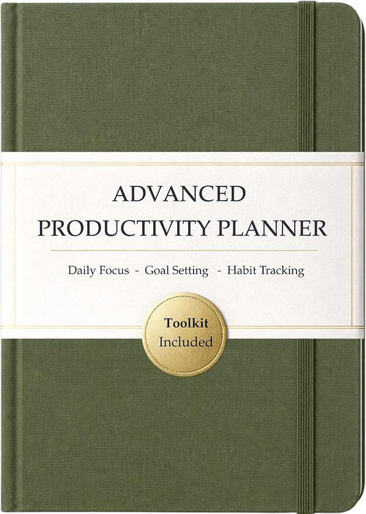The Advanced Productivity Planner – Undated Daily, Weekly & Monthly Planning System with Time Blocking, Goal Setting & Habit Tracking. Toolkit to Maximize Focus and Take Control of Your Time | A5 (Green)
