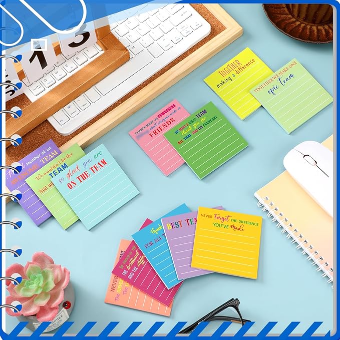 Yinder 24 Pcs Inspirational Sticky Notes Thank You Gift Motivational Sticky Note Pad Employee Appreciation Gift Bulk for Staff Coworker Teacher Nurse Office Groups 3 x 3'' (Thank You,Dark)