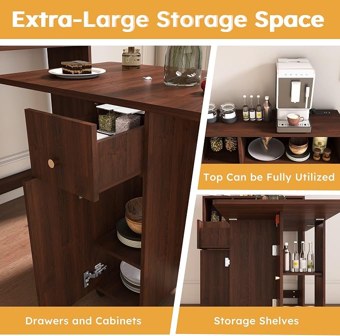 Multifunctional Folding Dining Table with Wall-Mounted Sideboard & Storage for Small Apartments