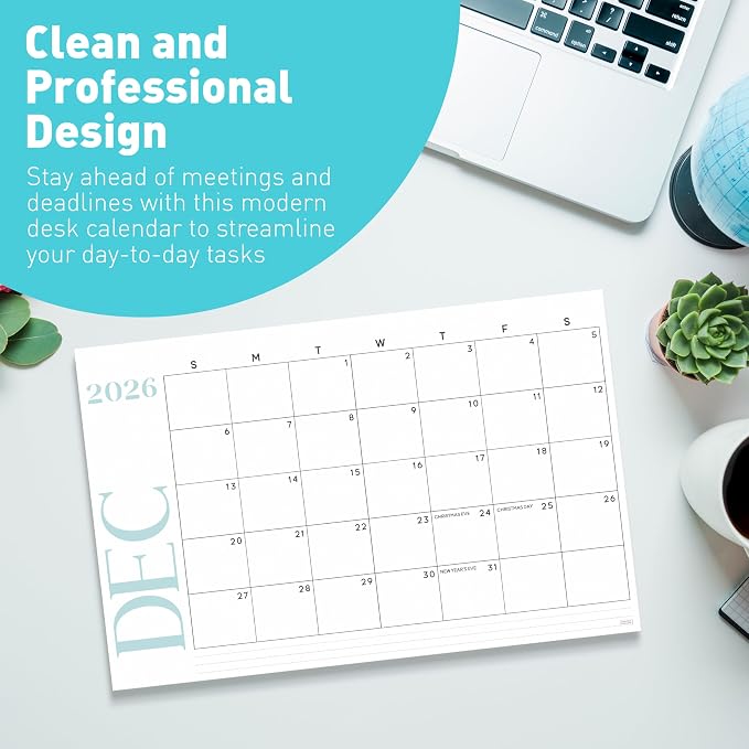 S&O Modern Large Desk Calendar from July 2026-December 2027 - Tear-Away Table Calendar 2026-2027 - Desktop Blotter - Academic Desk Planner - Desk Pad Large - 11x17in