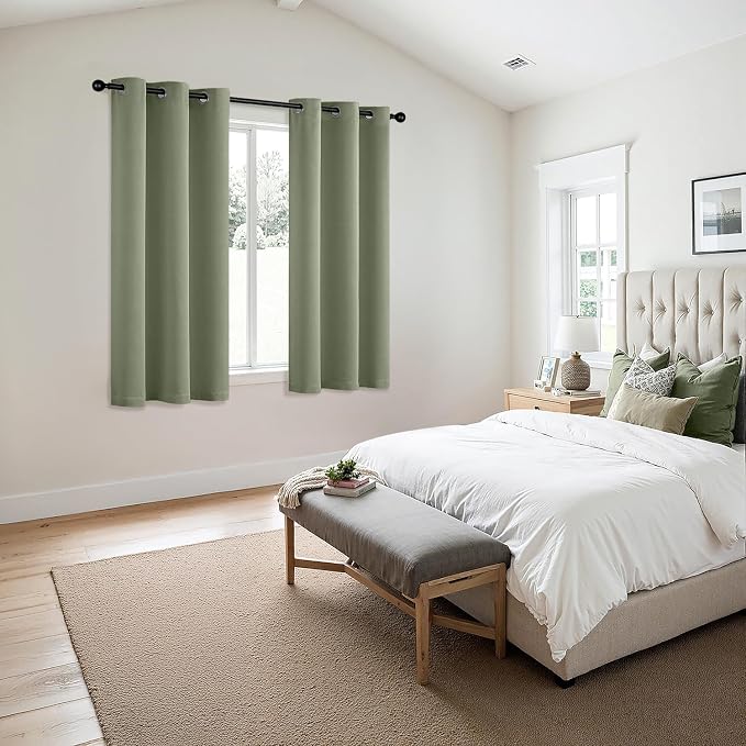 MIULEE Blackout Curtains for Bedroom Living Room 2 Panels, Thermal Insulated Room Darkening Drapes Grommet Noise Reducing Light Blocking Window Treatments 54 Inches Long 40x54 Inch Sage