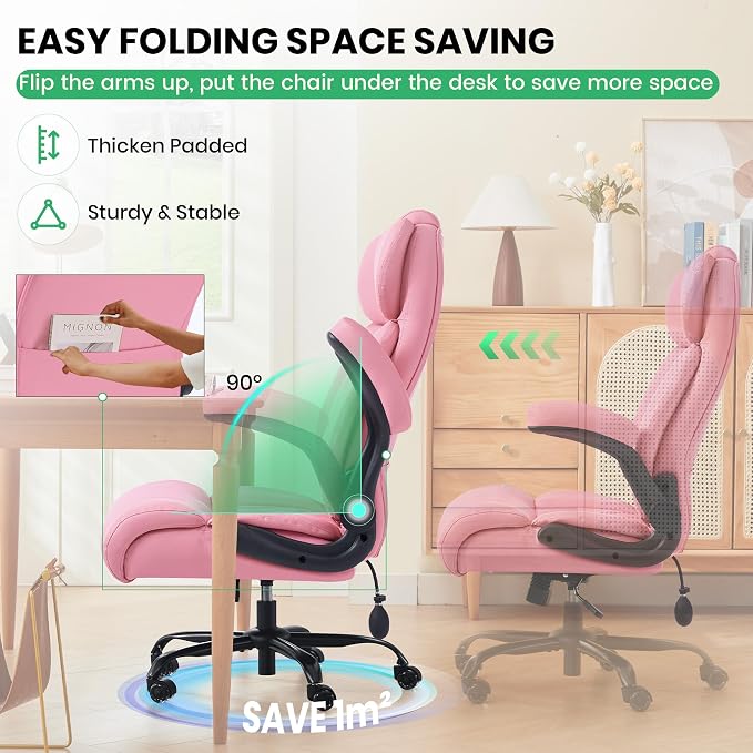 500lbs Big and Tall Office Chair Adjustable Lumbar Support for Back Pain, Extra Wide Seat Executive Office Chair Thick Armrest Pad, Heavy Duty Base&Upgraded Wheels, Ergonomic Comfy Computer Desk Chair