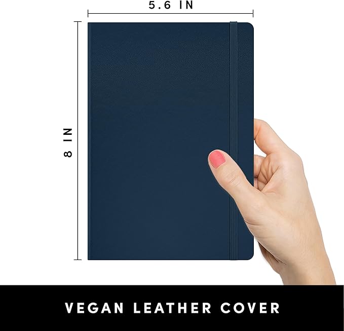 PAPERAGE Lined Journal Notebook, Hardcover Journal for Women & Men, 160 Pages, (5.6 in x 8 in), College Ruled Journaling Notebook for Work, School Supplies & Note Taking, (Navy)