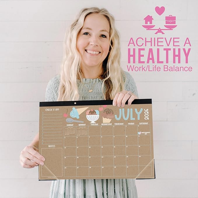 Hadley Designs Large Teacher Desk Calendar 2026-2027 - Desktop Calendar 2026, 18-Month Desk Calendars for Home, Office & Classroom, Cute Classroom Must Haves, Back to School Teacher Gifts