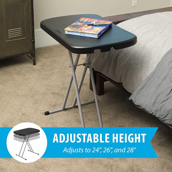 LIFETIME Adjustable Folding Laptop Table TV Tray, 26 Inch, Black