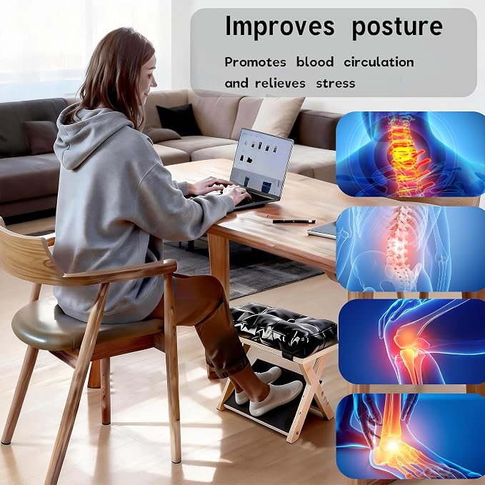 Adjustable Foot Rest for Under Desk at Work, Foot & Leg Rest | (Regular) 4-Level Wooden Ergonomic Footstool Base for Office, Gaming & Home