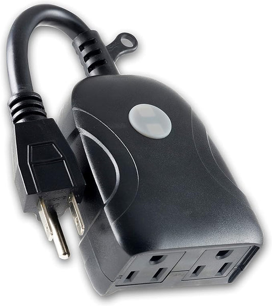 UltraPro Outdoor Smart Plug Wi-Fi Outlet, Smart Home, Smart Switch, Dual Smart Outlet, Works with Alexa, Echo & Google Home, No Hub Required, App Controlled, ETL Certified, Outdoor Timer, Black, 51405