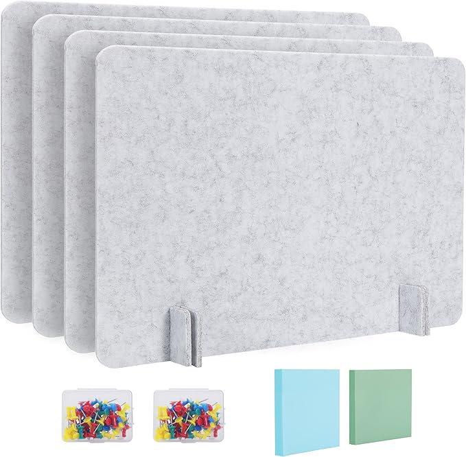Desk Privacy Panel Acoustic Divider Panel Portable Desk Partition Desk Divider Noise Visual Isolate Table Divider for Student Study Office Library (Gray-4, 15.75" x 23.6")