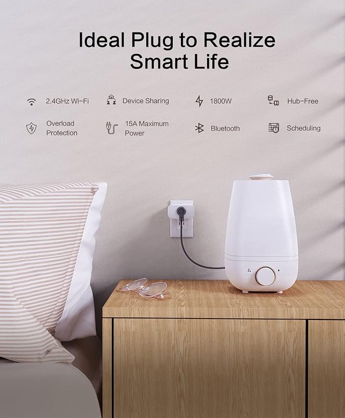 TREATLIFE 4 Pack Smart Plugs that Work with Alexa and Google Home, 7 Day Heavy Duty Programmable Timer, 1800W 15A WiFi Smart Outlet, Child Lock, Vacation Mode, Reliable WiFi Connection
