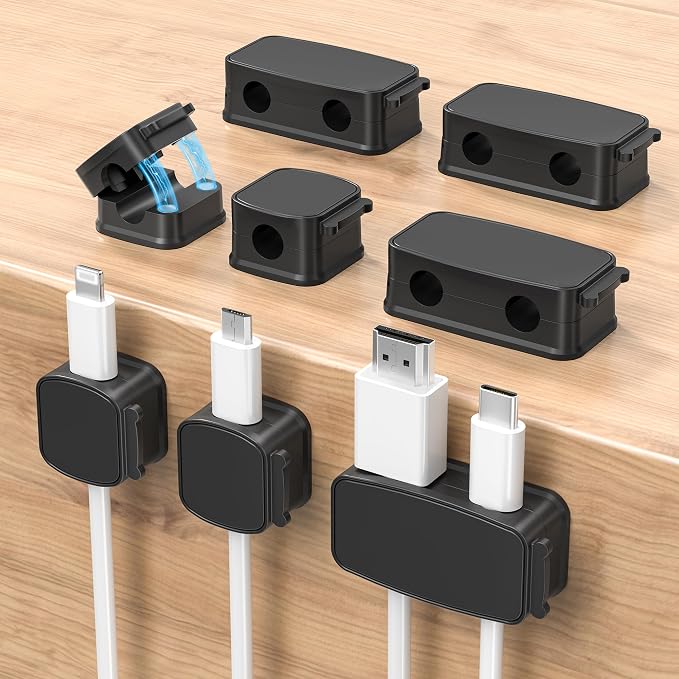 Basesailor 8Pack Magnetic Cable Clips Organizer,Cord Management Holder | Strong Adhesive Phone Charging Wire Keeper for Desk,Nightstand,Wall,Car,Desktop,Table,Home,Office