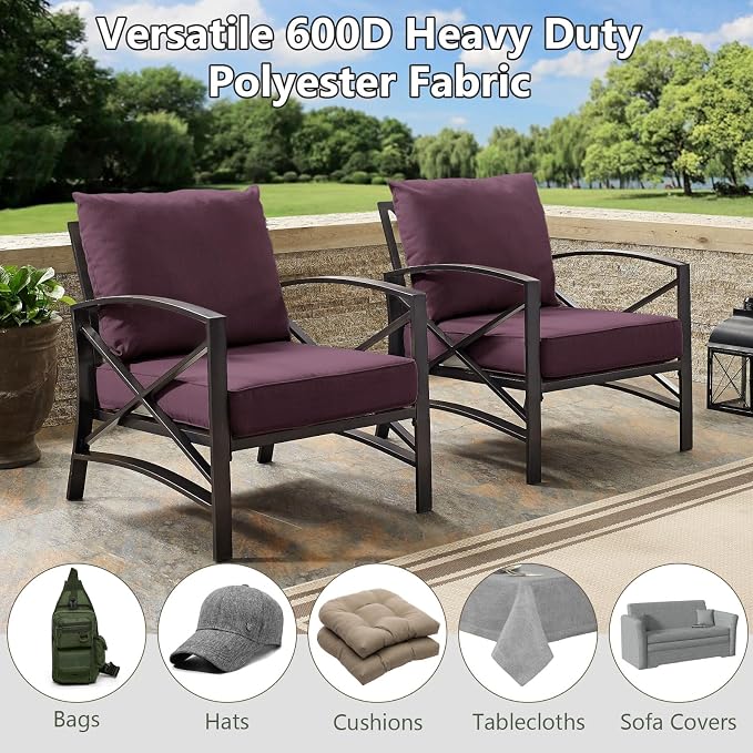 Waterproof Canvas Fabric by The Yard, 58inch 600D Upholstery Fabric Polyester Material Outdoor Water Resistant Material for Sewing Chair Patio Cushion Bag Sofa Seat Repair, 5 Yard Pink Purple