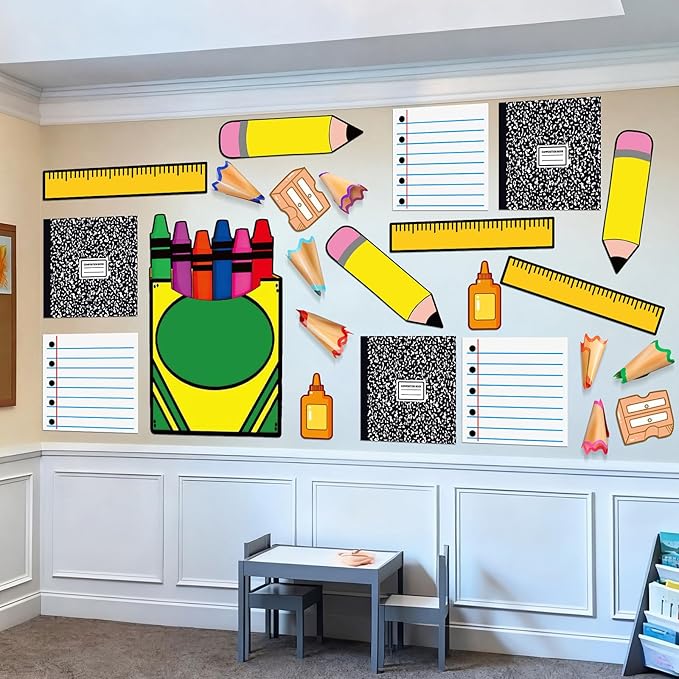 Frienda 24 Pcs Back to School Decoration Large Cardstock Cut-Outs Bulletin Board Decorations Preschool Pre-k DIY Backdrop Photo Booth Prop Classroom Wall Kit Decor Kindergarten Party Supplies