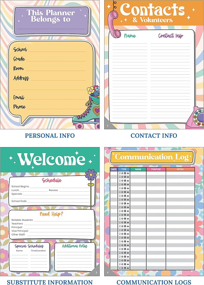 Carson Dellosa Retro Remix Teacher Planner 2026-2027, Undated 8" x 11" Lesson Plan Book With Retro Stickers, Class Schedule, Weekly Calendar, Homeschool & School Supplies, Groovy Classroom Must Haves