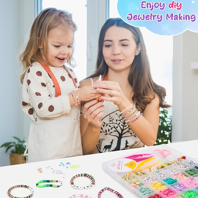 OHOME Back to School Supplies - 5300 Clay Beads Bracelet Making Kit,Arts and Crafts for Kids Ages 8-12,Easter Crafts Games Toys for 3-10 Year Old Birthday