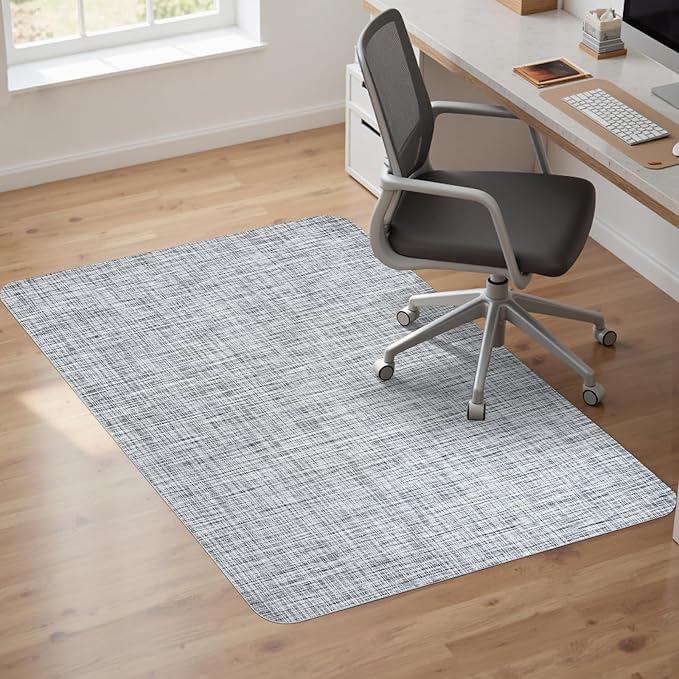 Sycoodeal Office Chair Mat for Hardwood & Tile Floor,Computer Gaming Chair Mat for Rolling Chairs Non-Curve, Anti-Slip, Heavy Duty Floor Protector for Home Office,Grey (36" x 55")