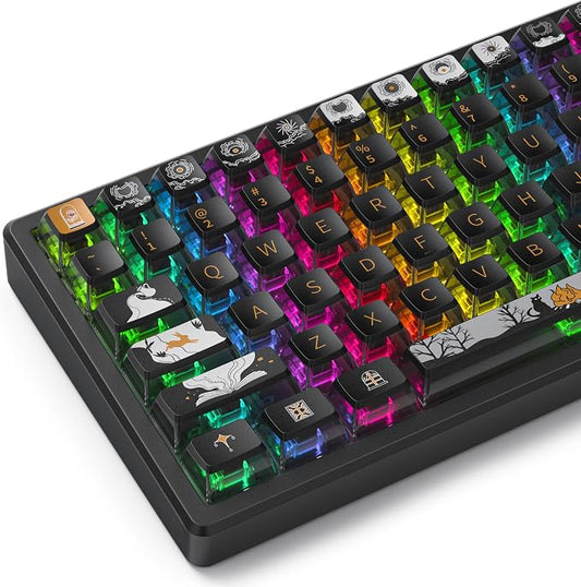GTSP Punk Pudding Keycaps PBT, 116-Keys Transparent Keycaps 60 Percent ASA Profile Doubleshot Custom Replacement Caps US Layout for Full Size 75% 65% 60% Mechanical Keyboard (Fairy Tale)