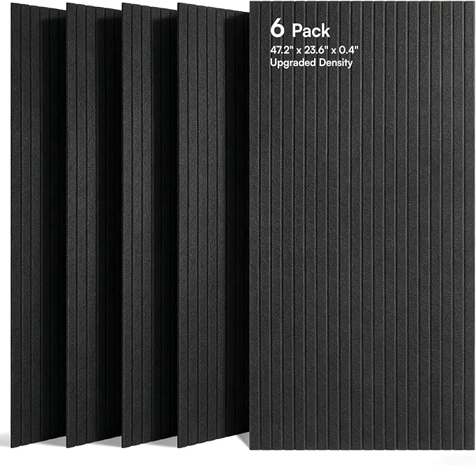SODOCT 6 Pack Large Acoustic Panels, 47.2" X 23.6" X 0.4" Sound Proof Panels for Walls, High Density Sound Absorbing Panels for Home Studio & Office, Black