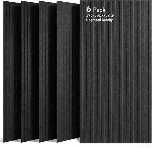 SODOCT 6 Pack Large Acoustic Panels, 47.2" X 23.6" X 0.4" Sound Proof Panels for Walls, High Density Sound Absorbing Panels for Home Studio & Office, Black