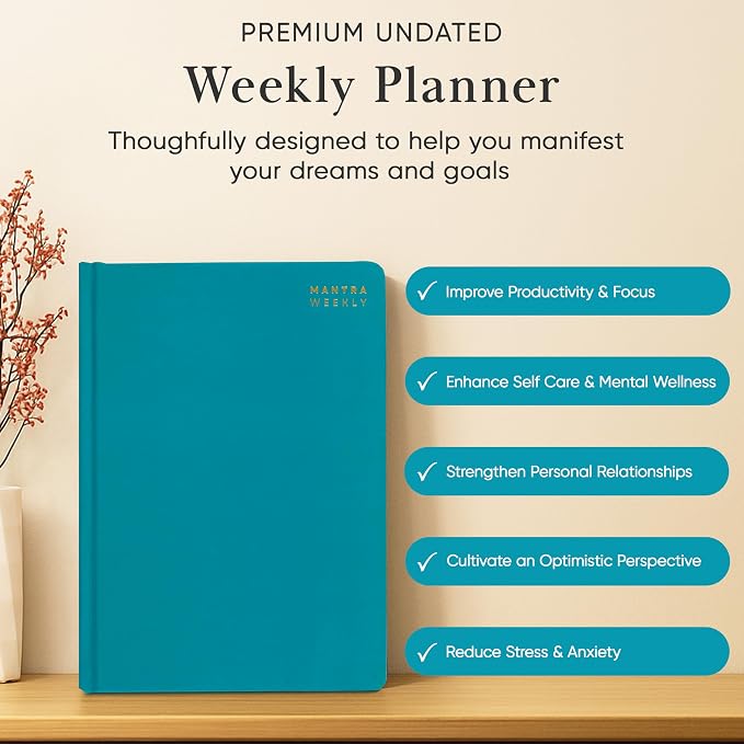 2026 Planner, Daily Journal & Gratitude Journal All-In-One with To Do List, Self Care Prompts & Habit Tracker - 7 x 10 - Teal