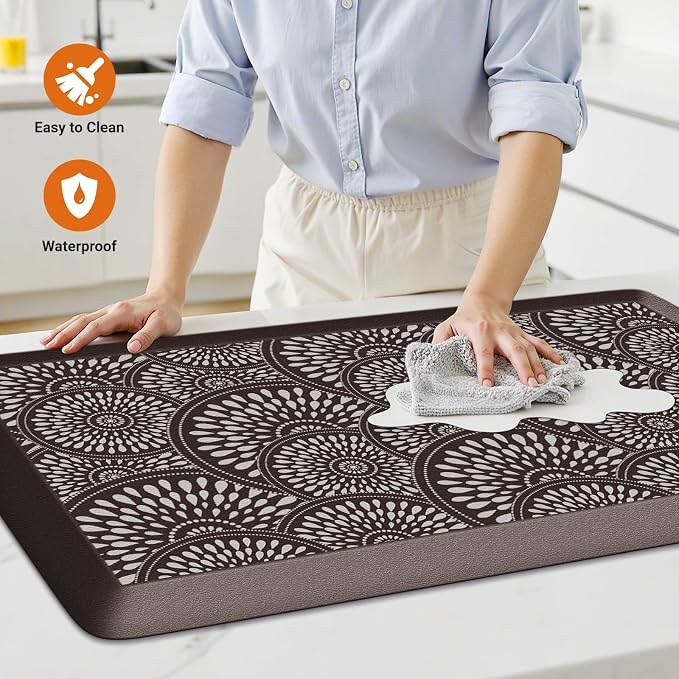 Mattitude 4/5 Inch Kitchen Mat, 20x51in Heavy Duty Ergonomic Comfort Foam Standing Desk Mat, Waterproof Non-Slip Standing Mats and Rugs for Kitchen, Office, Black
