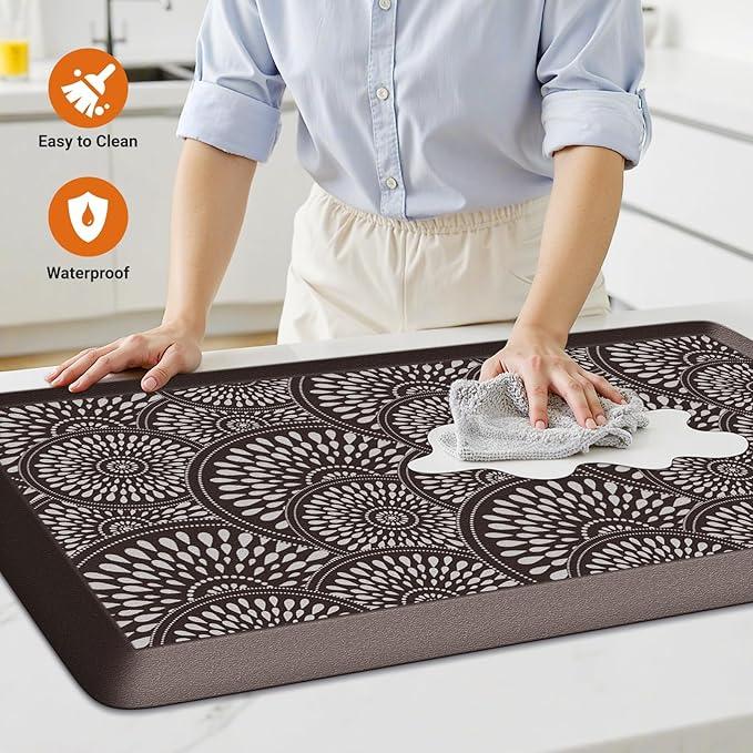 Mattitude 4/5 Inch Kitchen Mat, 20x53in Heavy Duty Ergonomic Comfort Foam Standing Desk Mat, Waterproof Non-Slip Standing Mats and Rugs for Kitchen, Office, Black