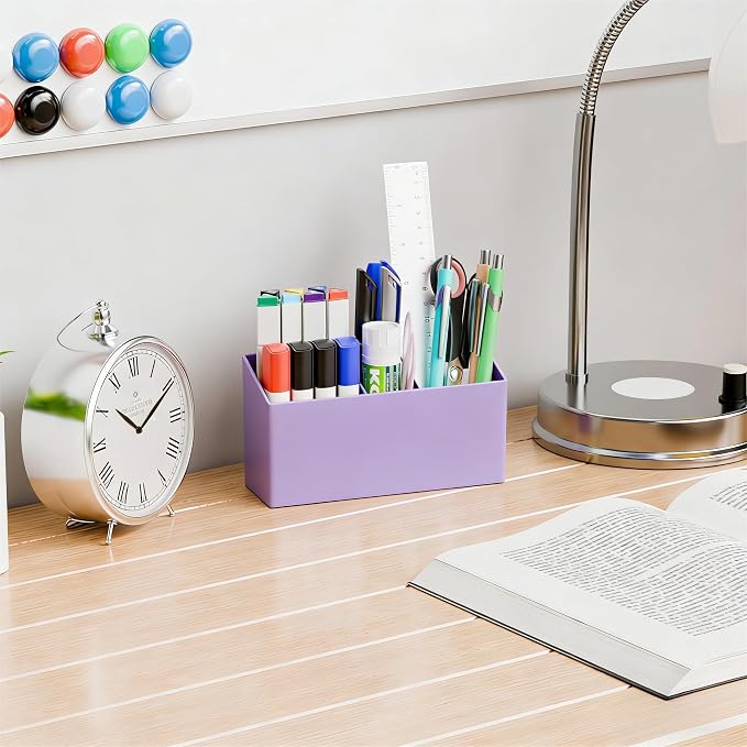 Yieach Magnetic Dry Erase Marker Holder for Whiteboard,Expo,Refrigerator,Fridge,Non Slip Magnet Pencil Holder,Wall Mounted Acrlic Pen Holder with Adhesive,Classroom,Locker Magnetic Organizer,Purple