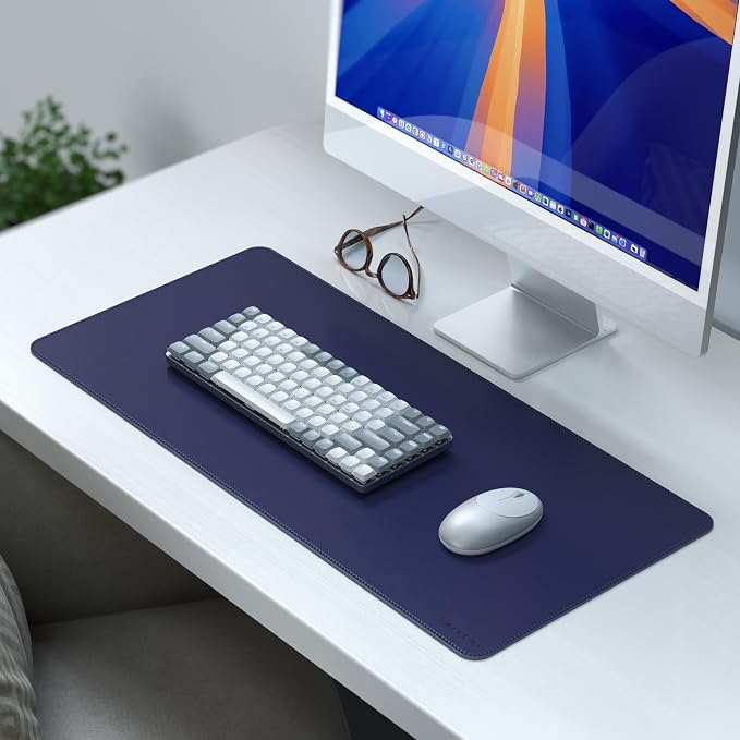 Satechi Vegan Leather Desk Mat, Large Mouse Pad Scratch and Water Resistant, Easy to Clean, Desk Pad for Office and Home, 26.8” x 12.4” x 0.1” - Future Dusk