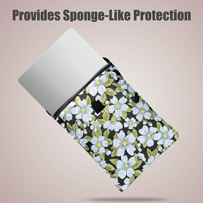 Puffy Laptop Sleeve 15-16 Inch Blue Flower, Protective Carrying Case for Men and Women, Cute Case Bag Compatible with 15 Inch and 16 Inch Laptops, for MacBook Air M2 M1, Asus/Dell Xps/Lenovo in Cover