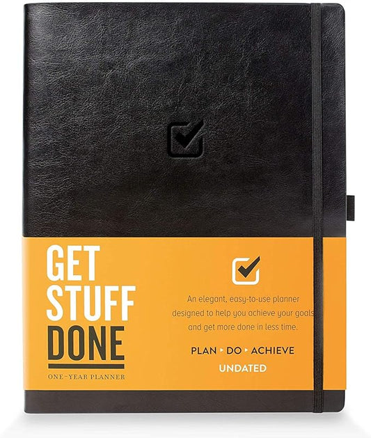 Get Stuff Done Planner for Productivity - 1 Year Undated Daily Planner, 8.5- x 11- - Sturdy & Smart Organizer for Goal Setting - Personal Organizer for Men & Women