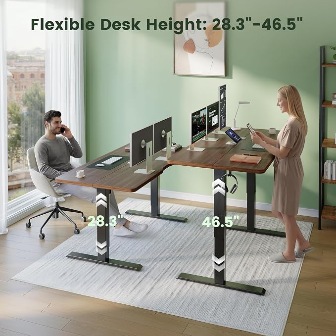CubiCubi Standing Desk, 48 x 24 Inches Electric Height Adjustable Computer Desk, Sit Stand up Home Office Desk with Memory Presets, Dark Walnut