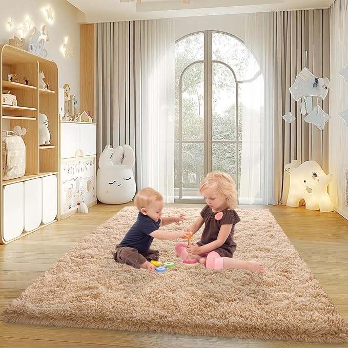 Mugorn Small Soft Shag Rugs for Bedroom, 4x6 Fluffy Area Rugs for Living Room