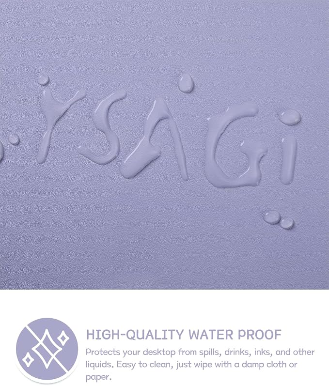 YSAGi Non-Slip Leather Desk Pad, Waterproof Laptop Computer Desk Keyboard Mat, Table Protector Blotter Mat, Large Mouse Pad for Office/Work/Home/Decor(Lavender, 31.5" x 15.7")