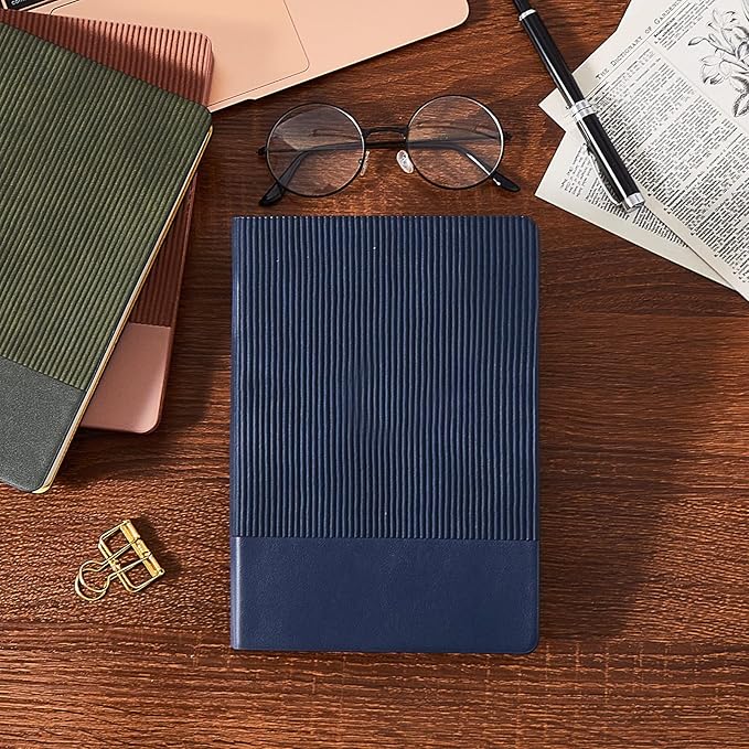 Lined Journal Notebook for Work College Ruled Note Book 5.79"x8.27" A5 PU Leather Daily Journaling 216 Pages for Women Men Writing Home School Supplies Business (Dark Pink)