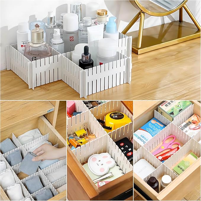 20Pcs Drawer Organizer Dividers 17"x2.8" Adjustable Storage Organizer Separator for Socks, Underwear, Makeup, Kitchen, Dresser