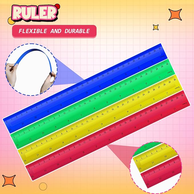 400 Pcs Back to School Supplies Kit Include 100 Student Scissors 100 12 Inch Plastic Rulers 100 Pencil Sharpeners 100 Highlighters for School Classroom Home Charity Donation Supplies (400)
